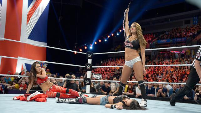 AJ Lee Nikki Bella Brie Bella Raw 11:10:14